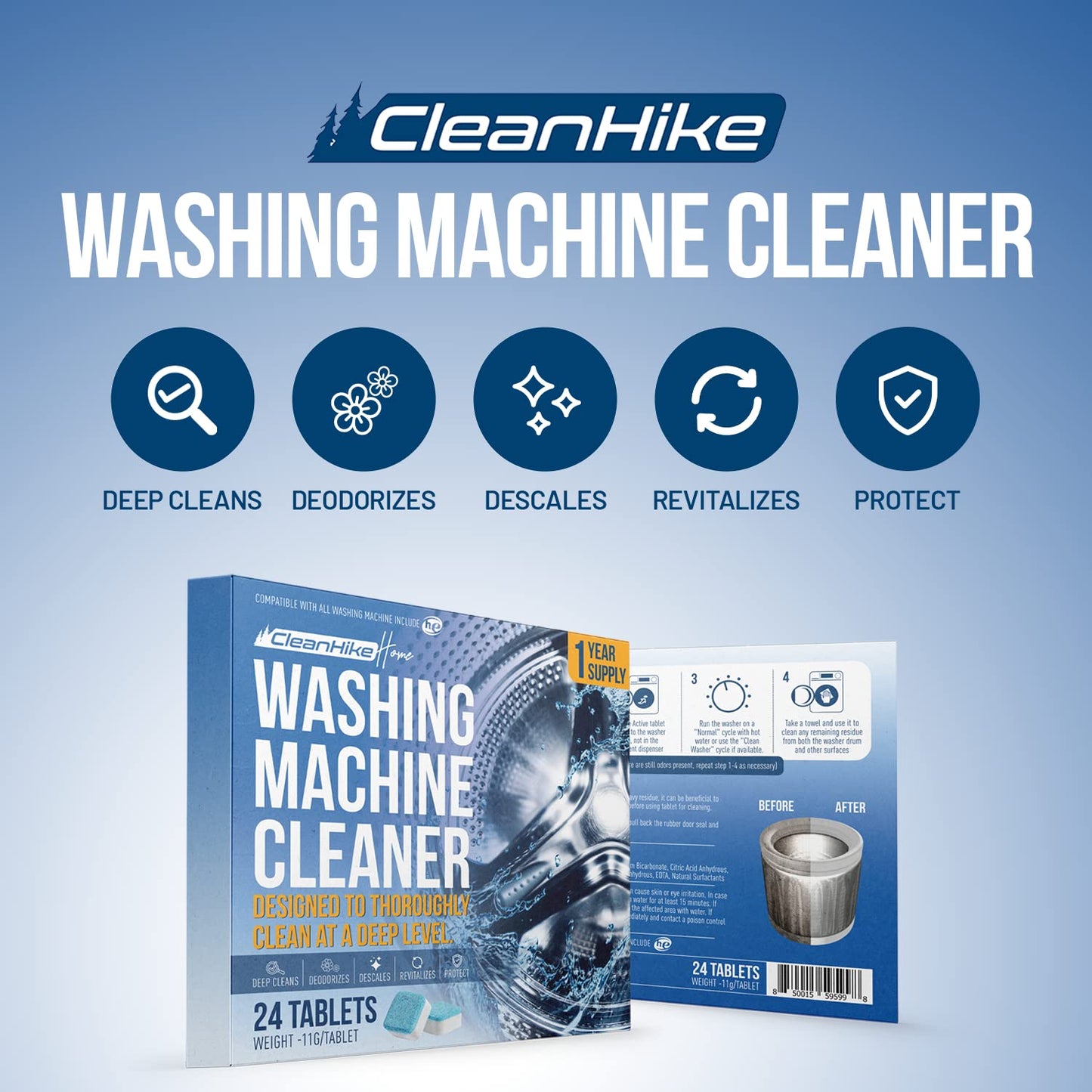 Washing Machine Cleaner Descaler Tablets